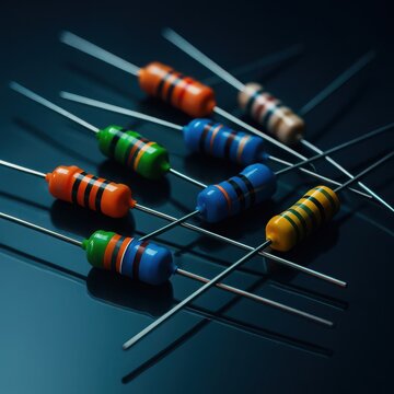 Collection of through hole resistor parts on glass surface
