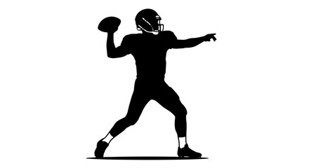 American Football Quarterback Silhouette, Athletic Player Throwing Ball, Dynamic Sports Action Vector Graphic, Team Sport Athlete