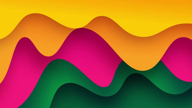 Abstract animated background with smooth flowing colorful waves and cutout curved shapes creating modern motion graphics, ideal for ads, design creative, digital art, or elegant corporate themes