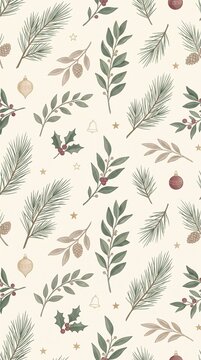 Gorgeous holiday textile design decorated with pine cones