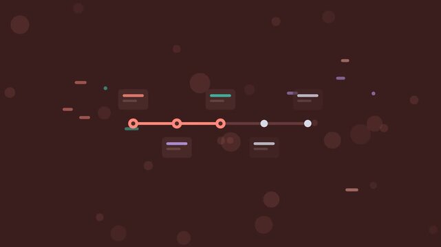 Deployment Timeline animation, dark coral flat design motion graphic, deployment concept, 4K loop