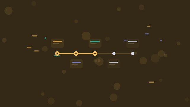 Deployment Timeline animation, dark amber flat design motion graphic, deployment concept, 4K loop