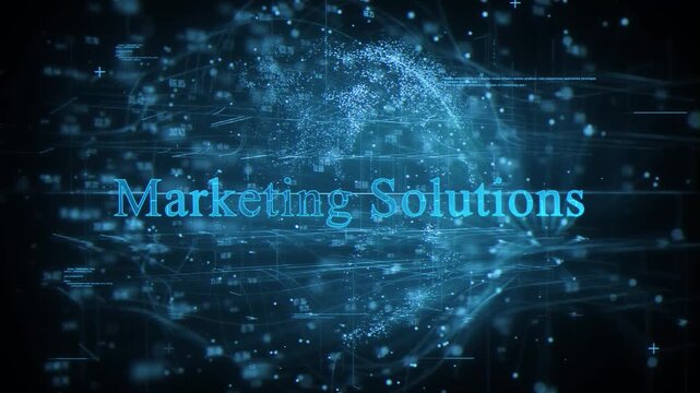 Marketing Solutions concept with digital globe hud interface and global marketing network