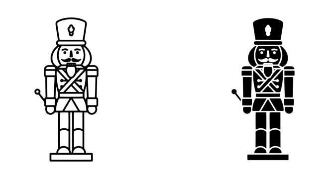 Nutcracker Soldier Icons, Festive Christmas Character Vector Set, Traditional Holiday Decoration Graphics