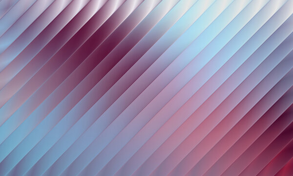 Abstract background featuring sleek diagonal lines in gradient shades of soft pastel pink and cool blue created with smooth metallic textures for modern graphic design projects