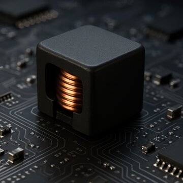 High frequency power inductor with visible copper coil in cube housing