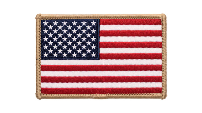 Embroidered american flag patch isolated on transparent background