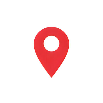 Red map pin icon isolated on white background for navigation and location services.