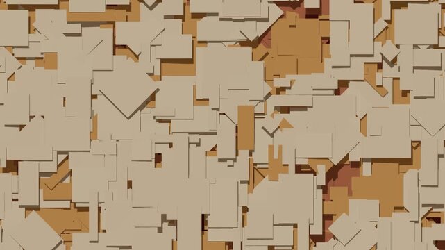 Abstract geometric animation with layered beige and brown shapes in motion