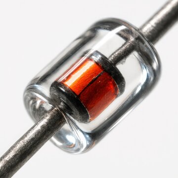 Semiconductor glass diode part with axial leads for circuit board design