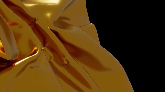 Elegant metallic yellow cloth waves with smooth luxurious draping folds
