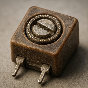 Vintage trimmer potentiometer with three electrical terminals 