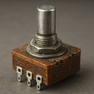 Vintage rotary potentiometer with three solder terminals 