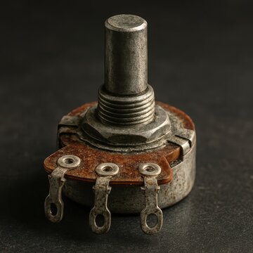 Classic electronic potentiometer featuring a knurled control spindle 