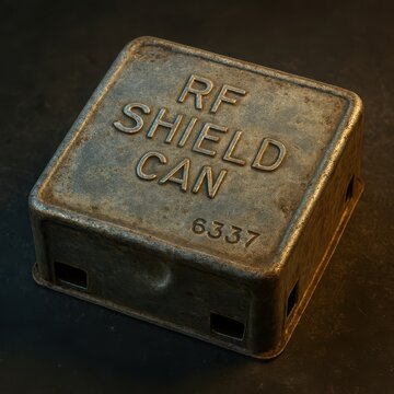Rectangular electromagnetic shield enclosure with mounting tabs 