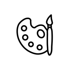 Artist palette and brush line icon for painting and creativity. © Della