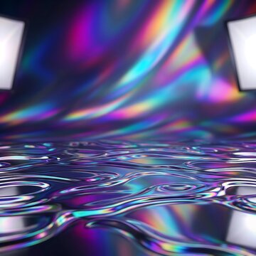 Holographic Chrome Text Effect Backdrop with Rainbow Sheen
