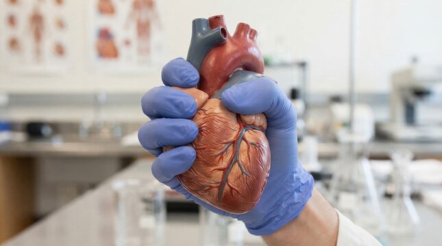Hand Holding Anatomically Correct Human Heart Model
