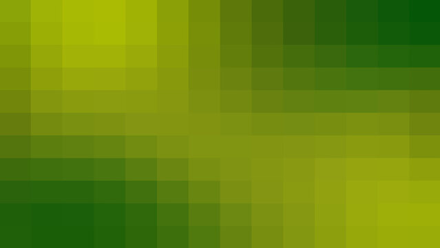 Pixelated abstract background with a gradient of deep green to bright yellow, offering a retro-tech feel, digital art, and unique visual texture.