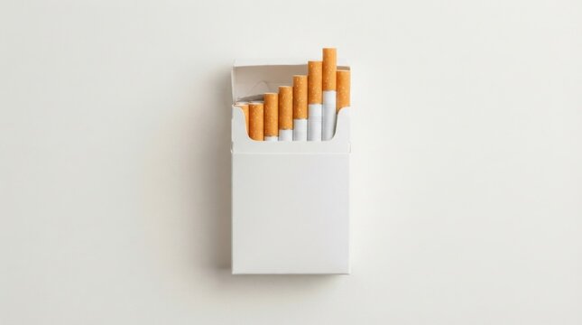Open Cigarette Box with Filtered Cigarettes Visible