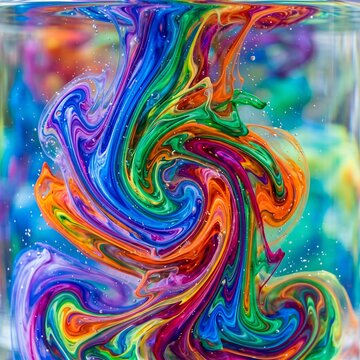 Rainbow Liquid Marble Flow Texture Macro Background

