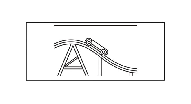 Roller Coaster Ride Icon Vector Graphic, Thrill Ride Fun