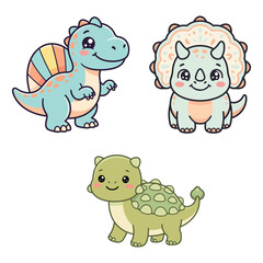 Cartoon triceratops ankylosaurs and dinosaur illustrations with a white background and playful design reptile illustration © Mahmudul Masud