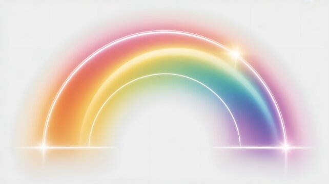 Soft glowing rainbow arc light colorful gradient effect png overlay element 