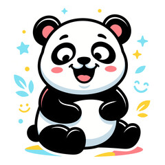 Obraz premium Cartoon panda with a smiling expression is depicted in a colorful vector illustration bear animal