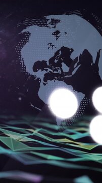 Animation of loading circles icon over globe