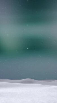 Animation of winter scenery at christmas over aurora