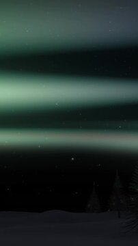 Animation of winter scenery at christmas over aurora