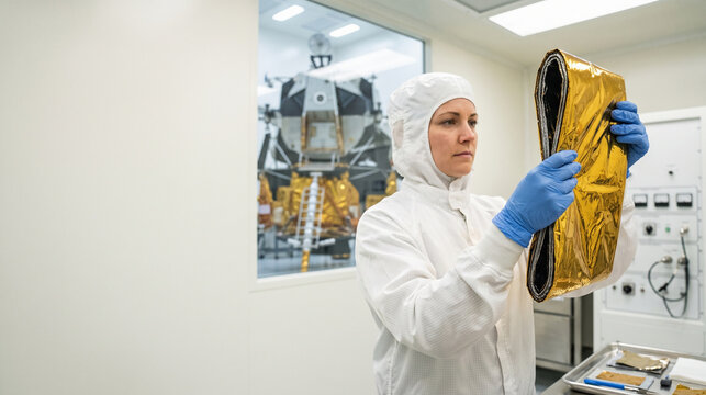 Materials Engineer Reviews Thermal Shield for Lunar Landing Craft