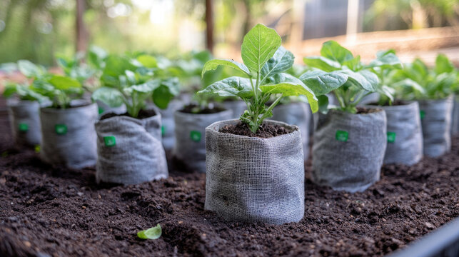 Young Green Seedlings Growing in Soil, Ready for Transplanting, Organic Gardening Concept