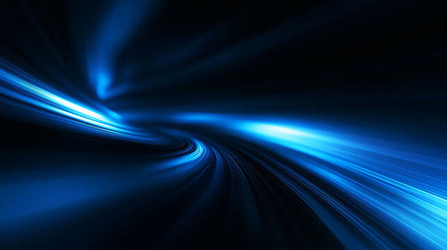 Abstract Blue Light Trails for Technology and Data Concept