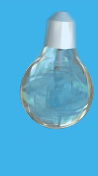 Animation of light bulb and lightnings over blue background