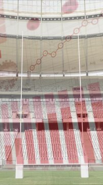 Coronavirus digital interface against empty sports stadium