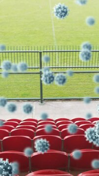 Covid-19 cells against empty seats in sports stadium