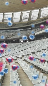 Covid-19 cells against empty sports stadium