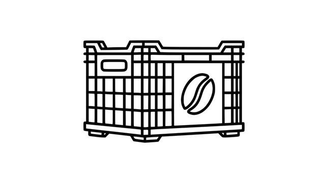 Line Art Coffee Crate with Bean Logo