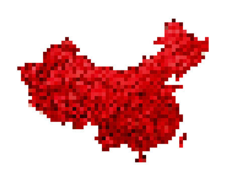 China Map Digital Red Pixel Vector Background Illustration