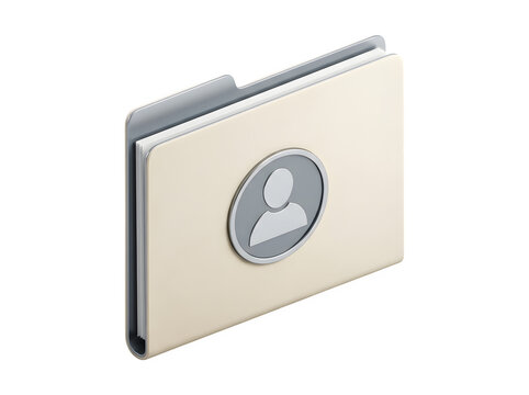 3d illustration of a beige file folder with a user profile icon isolated on transparent background
