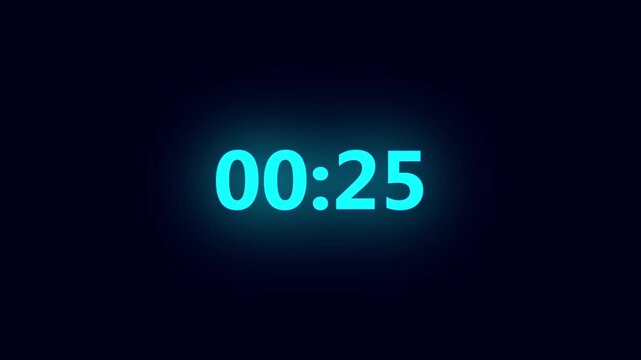 Digital countdown timer clock animation 30 to 0 second countdown digital clock timer icon. on dark background, for broadcast and, presentation.