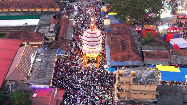 Rathotsava, Chariot, Ananthapadmanabha Temple, Perdoor Temple, Udupi, Drone view