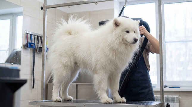 Polar bear receiving veterinary care in veterinary clinic, creative anthropomorphic lifestyle scene showing animal behavior, responsible care, wellbeing, humane values, education, modern lifestyle