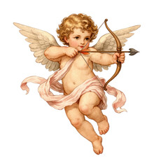 Fototapeta premium PNG Cherubic angel with bow