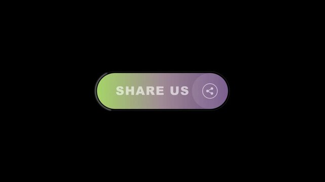 Animated Share Us Button with Gradient Colors on Black Background for Social Media Engagement.