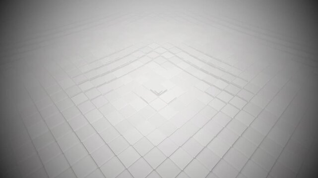 Abstract white tile grid animation with geometric perspective and soft light background