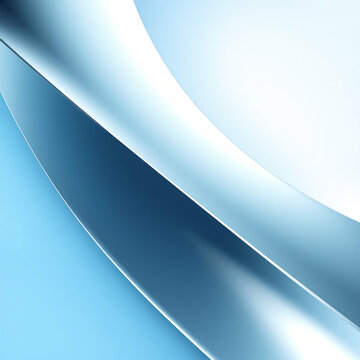 Y2k futuristic retro abstract sleek metallic silver curves overlapping soft baby blue gradient background glossy futuristic millennium aesthetic