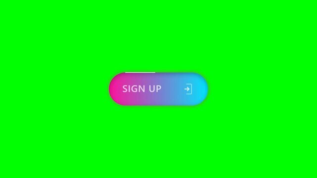 Animated Sign Up Button with Gradient Colors on Green Screen.